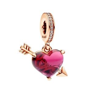 Rose Gold Heart and Arrow Dangle Charm